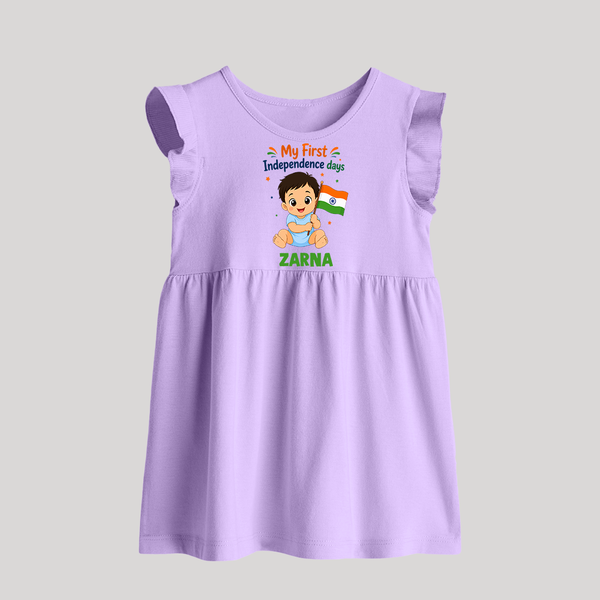 My First Independence Day Flag Baby Baby Frock - LILAC - 0 - 3 Months Old (Chest 17")