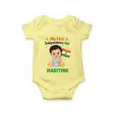 My First Independence Day Flag Baby Romper - PASTEL YELLOW - New Born (Chest 14")