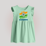 My First Independence Day Tricolour Brush Stroke Baby Frock - MINT GREEN - 0 - 3 Months Old (Chest 17")