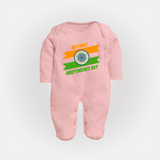 My First Independence Day Tricolour Brush Stroke Full Body Suit - BABY PINK - New Born (Chest 7.5")