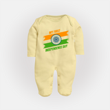 My First Independence Day Tricolour Brush Stroke Full Body Suit - PASTEL YELLOW - New Born (Chest 7.5")