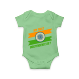 My First Independence Day Tricolour Brush Stroke Romper - GREEN - New Born (Chest 14")