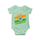 My First Independence Day Tricolour Brush Stroke Romper - MINT GREEN - New Born (Chest 14")