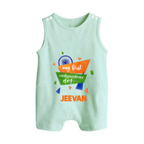 My First Independence Day Tricolour Ribbon Button Romper - MINT GREEN - New Born (Chest 18")