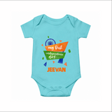 My First Independence Day Tricolour Ribbon Romper - ARCTIC BLUE - New Born (Chest 14")
