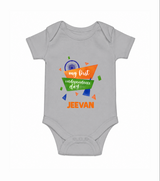 My First Independence Day Tricolour Ribbon Romper - GREY - New Born (Chest 14")