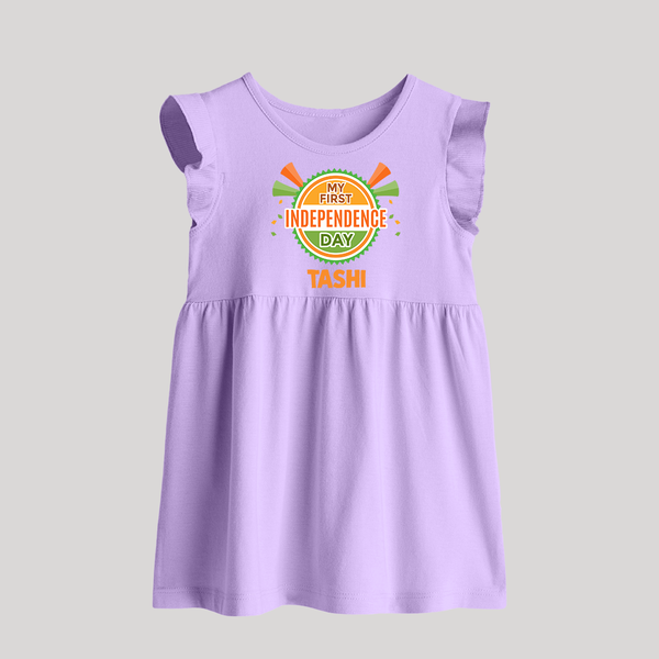 My First Independence Day Celebration Badge Baby Frock - LILAC - 0 - 3 Months Old (Chest 17")