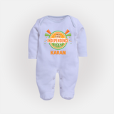 My First Independence Day Celebration Badge Full Body Suit - BABY BLUE - New Born (Chest 7.5")
