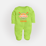 My First Independence Day Celebration Badge Full Body Suit - LIME GREEN - New Born (Chest 7.5")