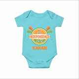 My First Independence Day Celebration Badge Romper - ARCTIC BLUE - New Born (Chest 14")