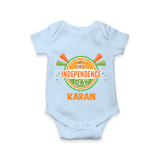 My First Independence Day Celebration Badge Romper - BABY BLUE - New Born (Chest 14")