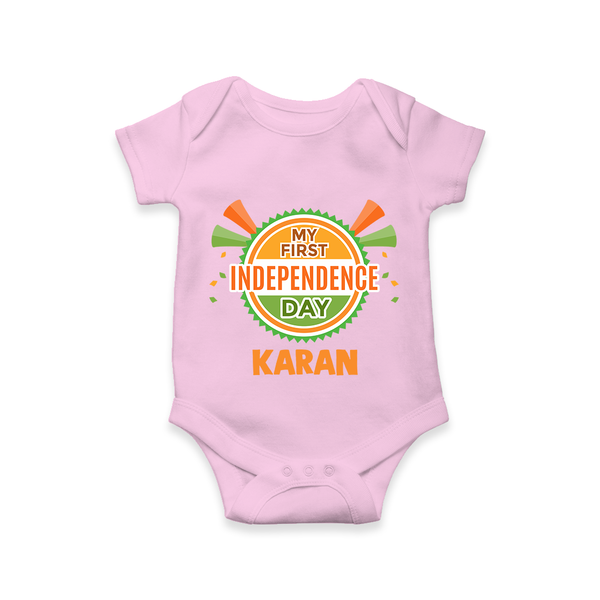 My First Independence Day Celebration Badge Romper - BABY PINK - New Born (Chest 14")