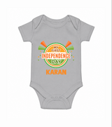 My First Independence Day Celebration Badge Romper - GREY - New Born (Chest 14")