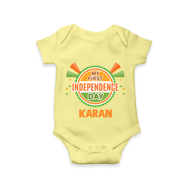 My First Independence Day Celebration Badge Romper - PASTEL YELLOW - New Born (Chest 14")