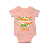My First Independence Day Celebration Badge Romper - PEACH - New Born (Chest 14")