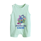 My First Independence Day Peacock Pride Button Romper - MINT GREEN - New Born (Chest 18")