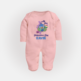 My First Independence Day Peacock Pride Full Body Suit - BABY PINK - New Born (Chest 7.5")