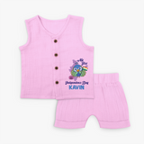 My First Independence Day Peacock Pride JablaSet - BABY PINK - 0 - 3 Months Old (Chest 9.8")