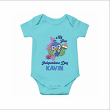 My First Independence Day Peacock Pride Romper - ARCTIC BLUE - New Born (Chest 14")
