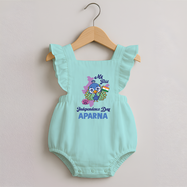 My First Independence Day Peacock Pride Romper Frock - MINT GREEN - 0 - 3 Months Old (Chest 19")