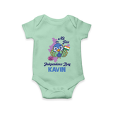 My First Independence Day Peacock Pride Romper - MINT GREEN - New Born (Chest 14")