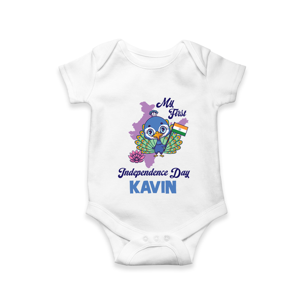 My First Independence Day Peacock Pride Romper - WHITE - New Born (Chest 14")