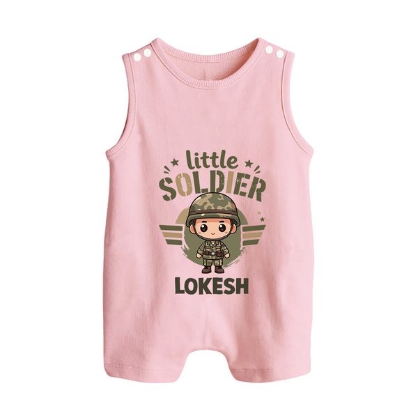 Little Soldier Baby Button Romper - BABY PINK - New Born (Chest 18")