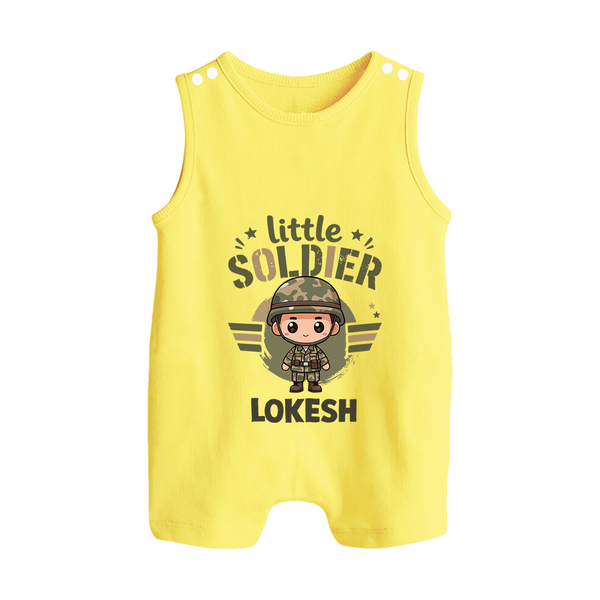 Little Soldier Baby Button Romper - PASTEL YELLOW - New Born (Chest 18")