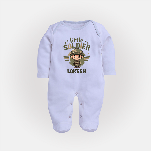 Little Soldier Baby Full Body Suit - BABY BLUE - New Born (Chest 7.5")