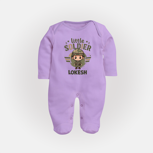 Little Soldier Baby Full Body Suit - LILAC - New Born (Chest 7.5")