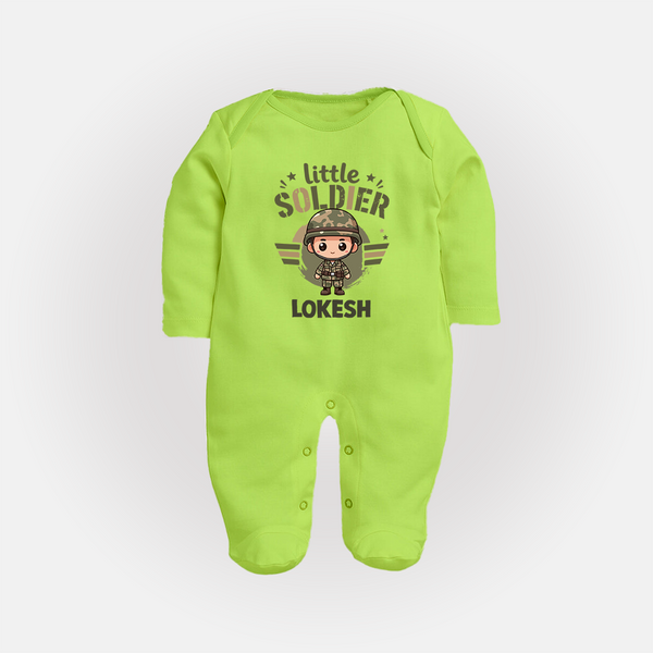 Little Soldier Baby Full Body Suit - LIME GREEN - New Born (Chest 7.5")