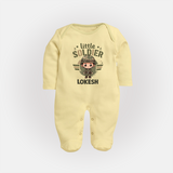 Little Soldier Baby Full Body Suit - PASTEL YELLOW - New Born (Chest 7.5")