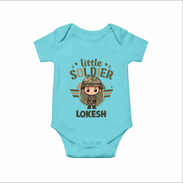 Little Soldier Baby Romper - ARCTIC BLUE - New Born (Chest 14")