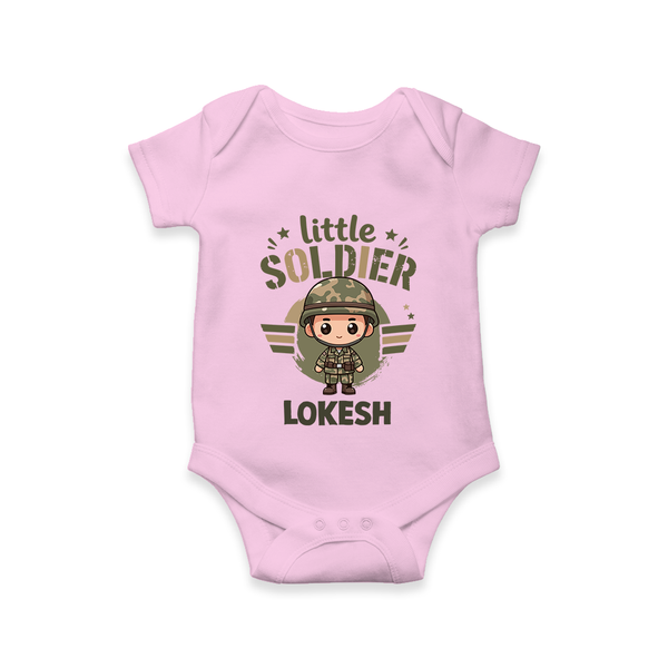 Little Soldier Baby Romper - BABY PINK - New Born (Chest 14")