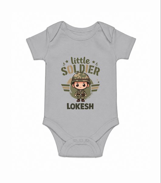 Little Soldier Baby Romper - GREY - New Born (Chest 14")