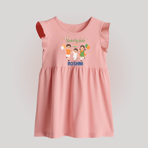 United by India Baby Frock - BABY PINK - 0 - 3 Months Old (Chest 17")