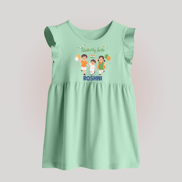 United by India Baby Frock - MINT GREEN - 0 - 3 Months Old (Chest 17")