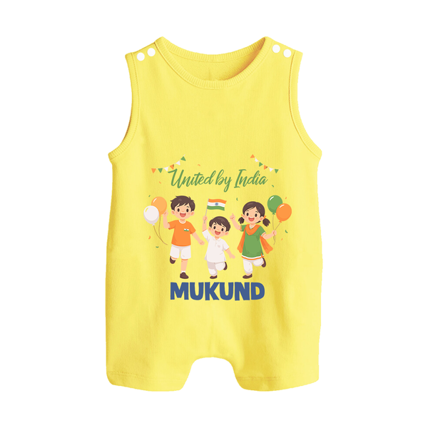 United by India Button Romper - PASTEL YELLOW - New Born (Chest 18")