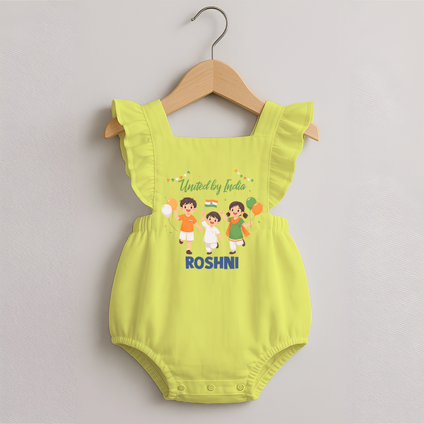 United by India Romper Frock - PASTEL YELLOW - 0 - 3 Months Old (Chest 19")
