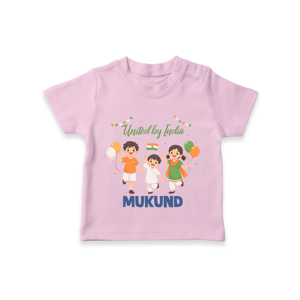 United by India T Shirt - BABY PINK - 0-5 Months Old (Chest 17")