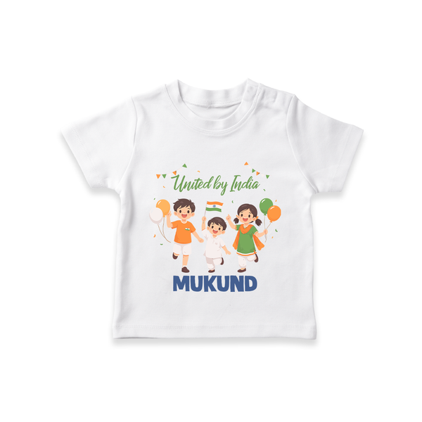 United by India T Shirt - WHITE - 0-5 Months Old (Chest 17")
