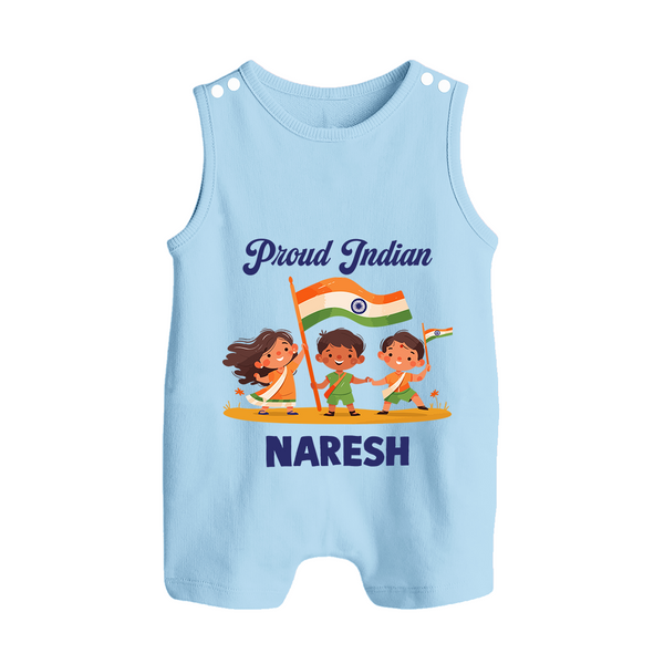 Proud Indian Baby Button Romper - BABY BLUE - New Born (Chest 18")