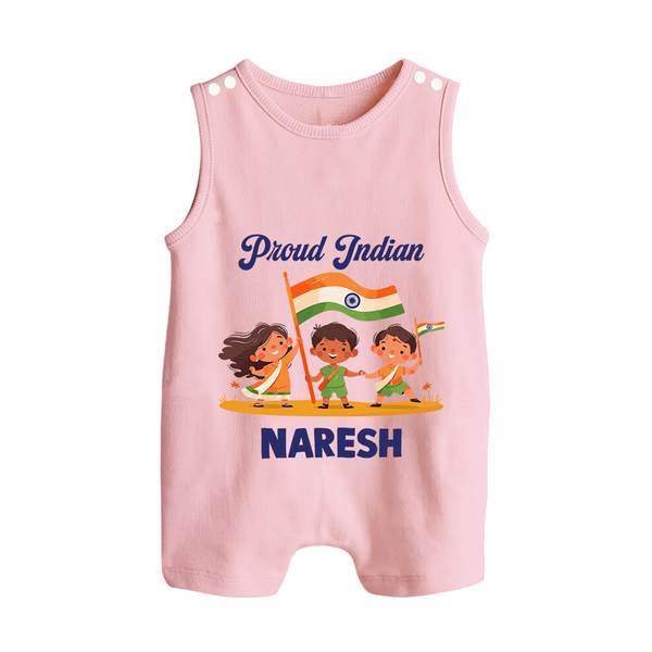 Proud Indian Baby Button Romper - BABY PINK - New Born (Chest 18")