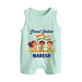 Proud Indian Baby Button Romper - MINT GREEN - New Born (Chest 18")