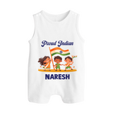 Proud Indian Baby Button Romper - WHITE - New Born (Chest 18")