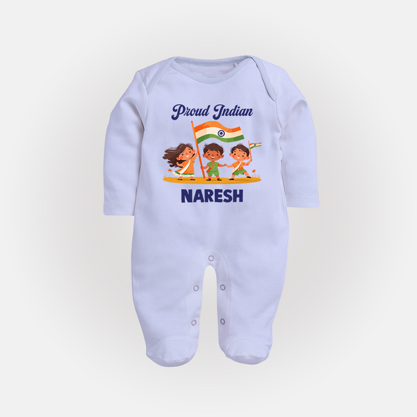 Proud Indian Baby Full Body Suit - BABY BLUE - New Born (Chest 7.5")