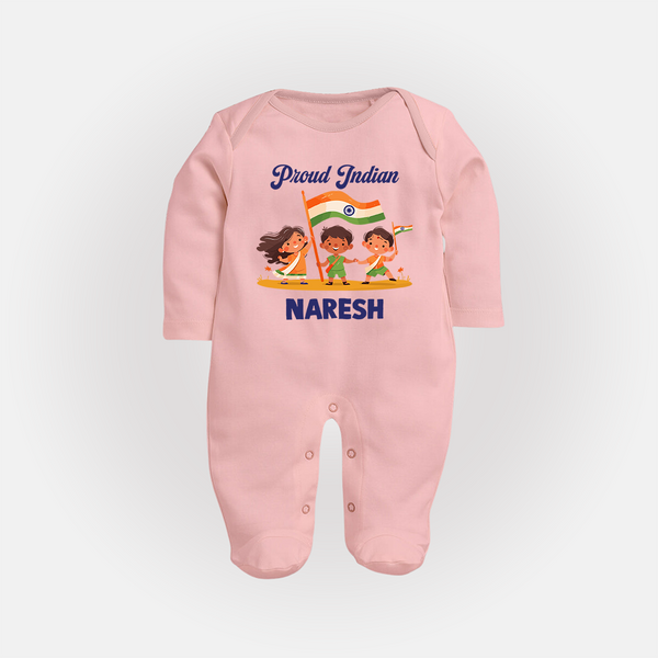 Proud Indian Baby Full Body Suit - BABY PINK - New Born (Chest 7.5")