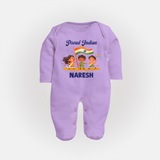 Proud Indian Baby Full Body Suit - LILAC - New Born (Chest 7.5")