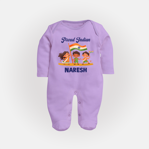 Proud Indian Baby Full Body Suit - LILAC - New Born (Chest 7.5")