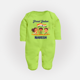 Proud Indian Baby Full Body Suit - LIME GREEN - New Born (Chest 7.5")